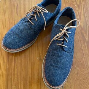 Toms Men’s Denim Blue Lace-Up Casual Sneakers, Tan Laces, Size 11.5